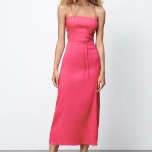 Zara CUT OUT LINEN BLEND DRESS